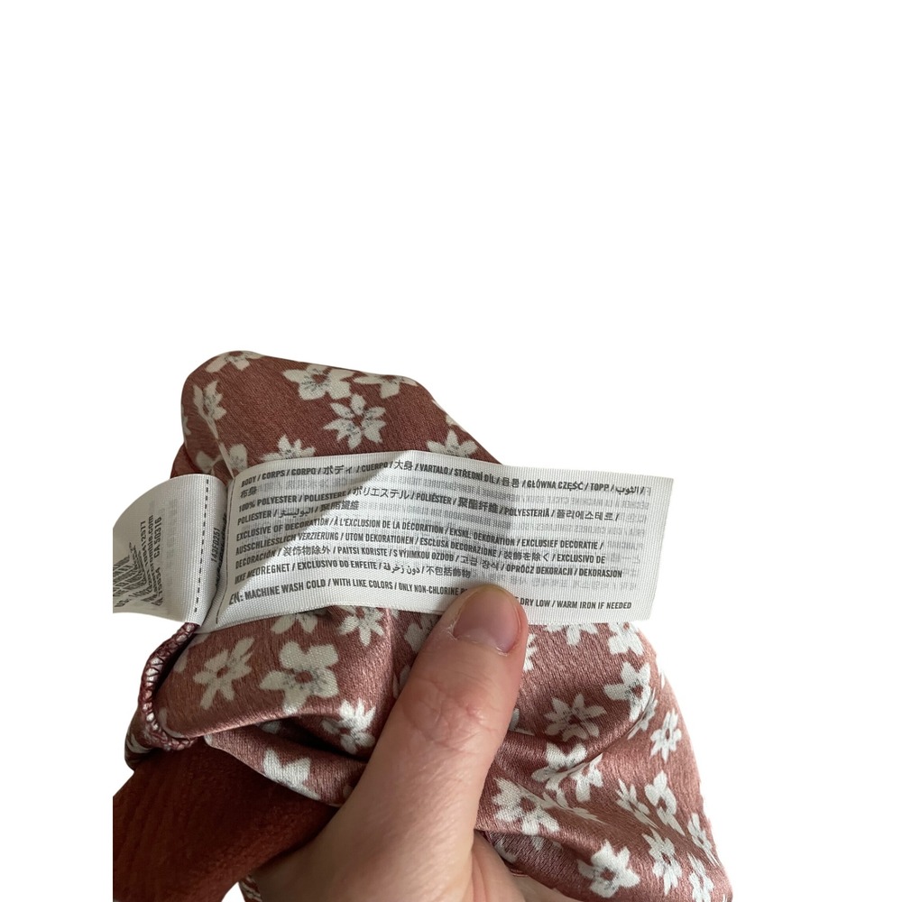 Abercrombie & Fitch Brown Floral Satin Midi Slip Skirt Pull On Forest Fairy L - Picture 4 of 4